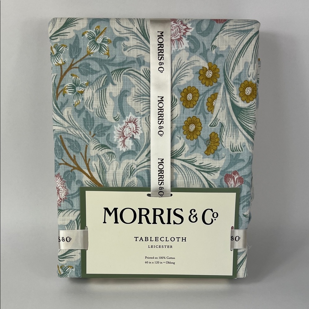William MORRIS Co Tablecloth Leicester Blue Floral Spring Cotton 60 X 120 NEW
